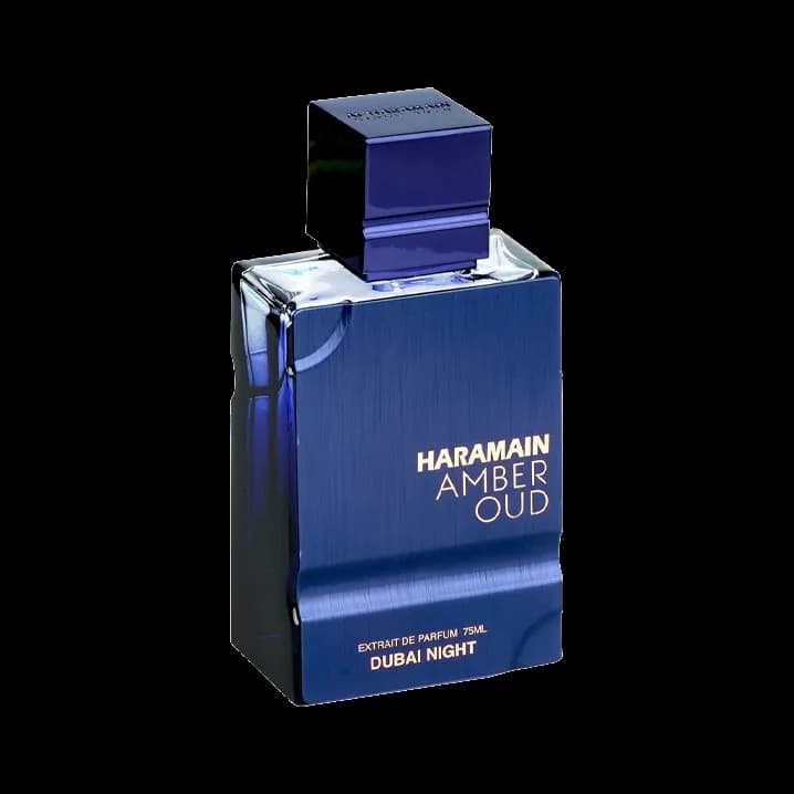 Frasco rectangular de vidrio azul cobalto cepillado con una franja transparente en el canto y tapón cúbico a juego, en tres cuartos sobre fondo blanco.