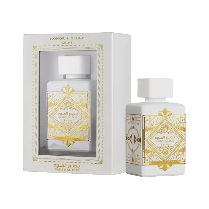 El frasco junto a su estuche blanco con ventana troquelada y filete dorado, ambos sobre fondo blanco.