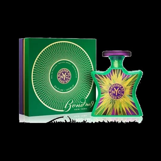 El frasco junto a su estuche verde con una espiral dorada grabada, ambos sobre fondo blanco.