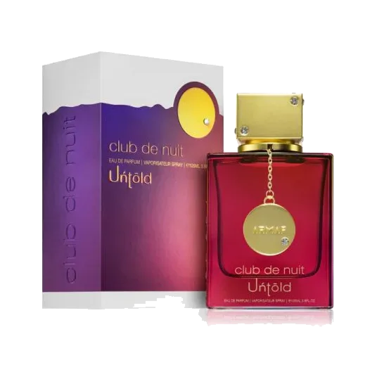 El frasco delante de su estuche violeta y blanco con un círculo amarillo, ambos sobre fondo blanco.
